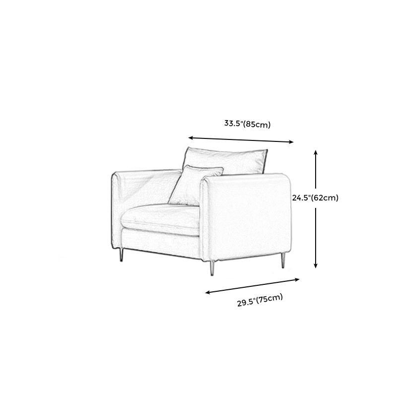 Contemporary Standard Square Arm Settee Bench with Pillows in Grey