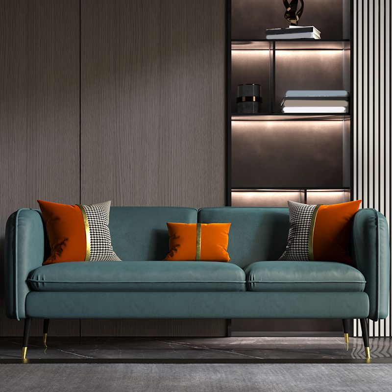 Contemporary Faux Leather Square Arm Sofa with Tight Back for Apartment