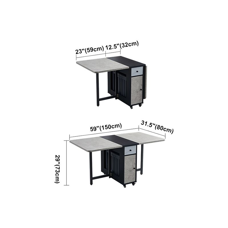 Mid-Century Modern Rectangle Dining Table Drop-Leaf Table for Kitchen (only table)