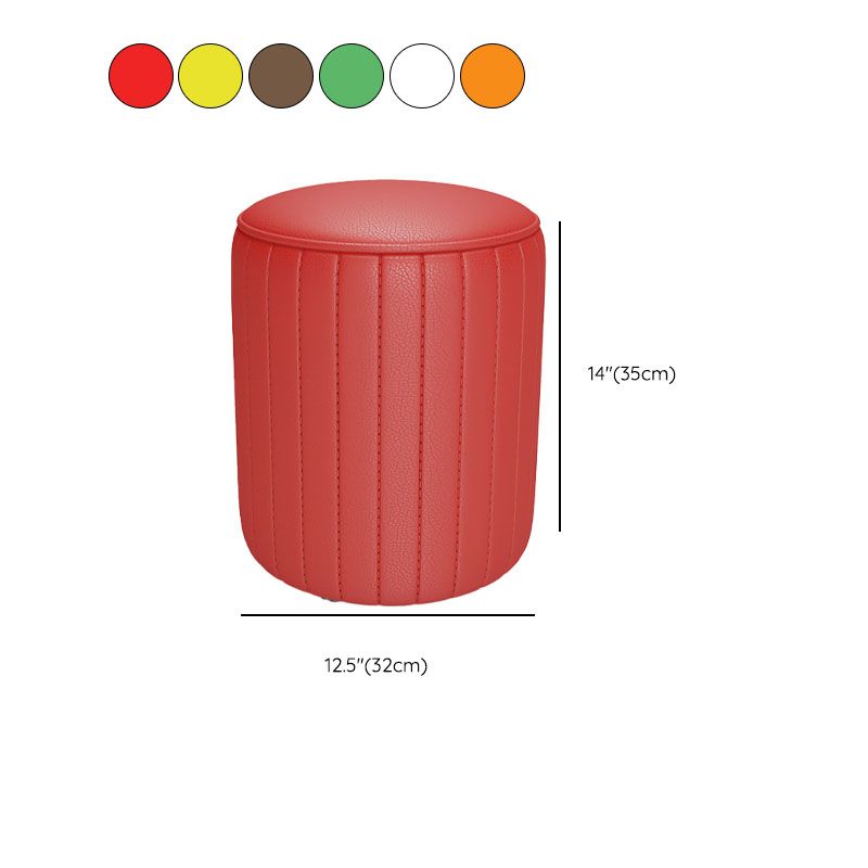 Solid Color Leather Standard Stool Modern Style Simple Round Cushion Stool