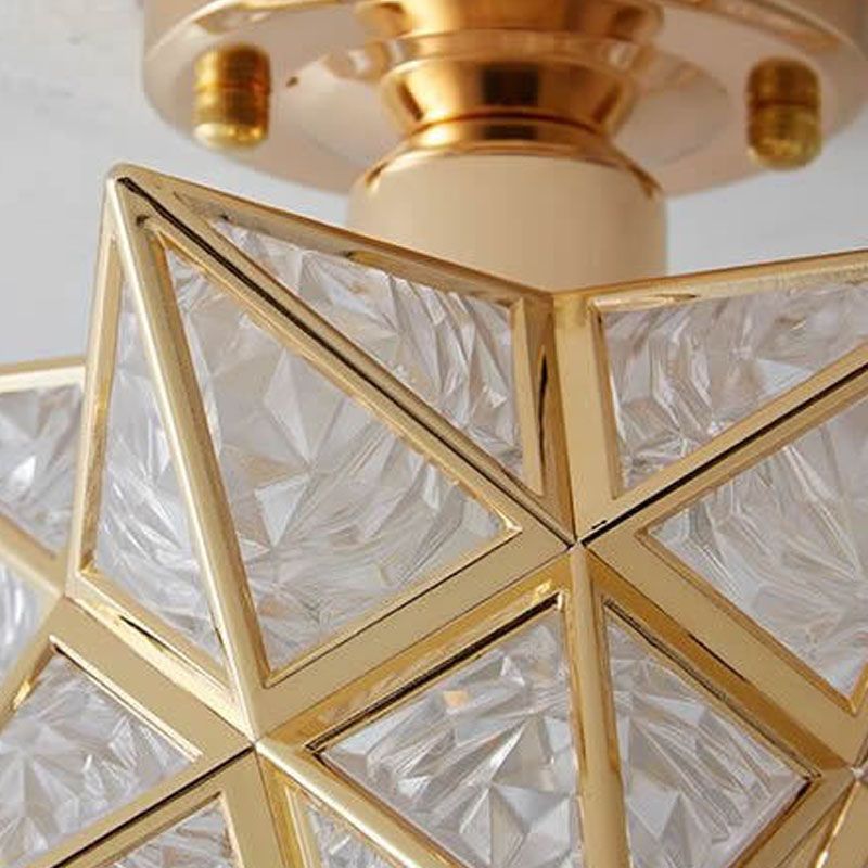 Star Semi-Flush Ceiling Light Traditional Plastic Ceiling Mount Chandelier for Bedroom