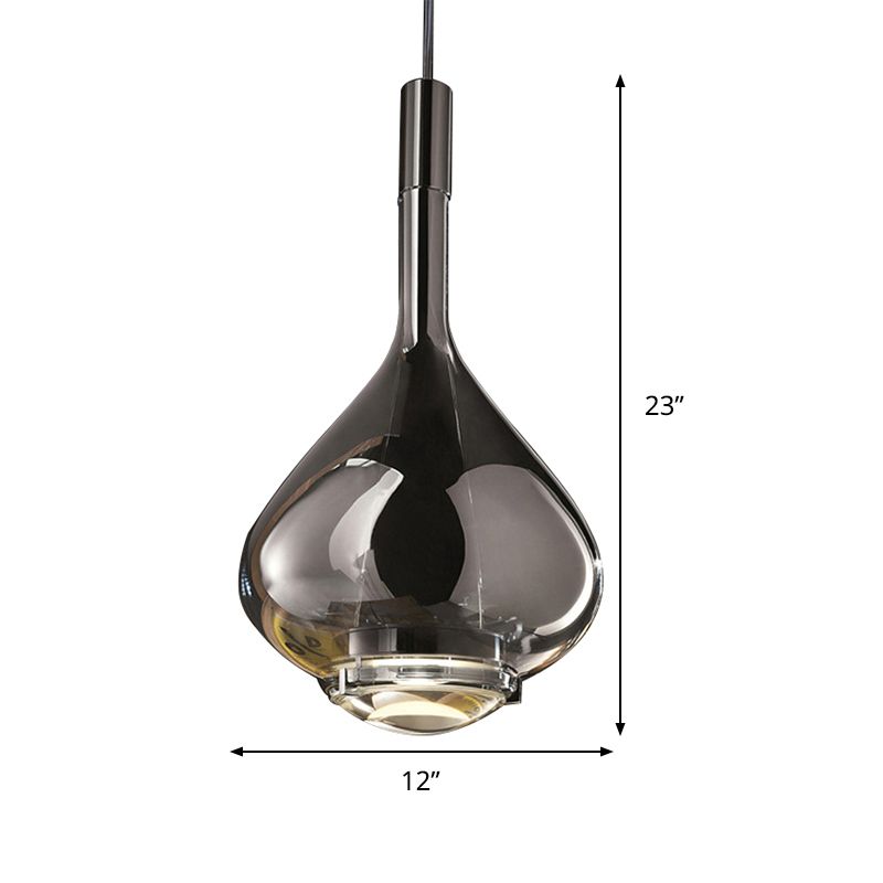 Beaker-Esque Shape Pendant Light Modern Rose Gold/Clear/Smoke Clear Glass 1 Light Dining Room Hanging Light Kit