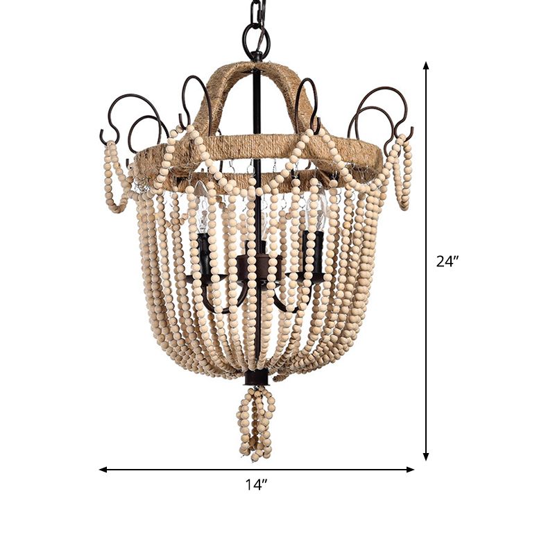 Lampadario a ciondolo a ciondolo a gabbia uccello tradizionale legno a 3 lampadine leggera lampada sospesa per soggiorno