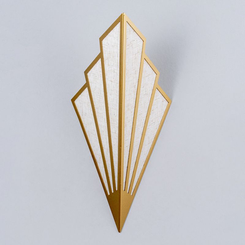 Post-modern Style Metal Geometric Wall Lamp Creative Fabric Shade Wall Mount Light in Electroplated Gold