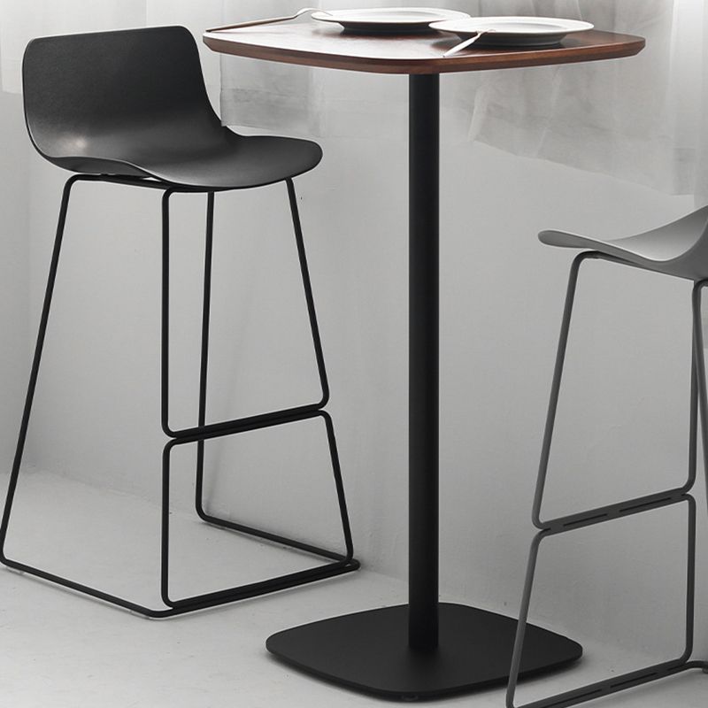 Square Bar Table in Metal and Wood Glam Bar Table with Pedestal Base