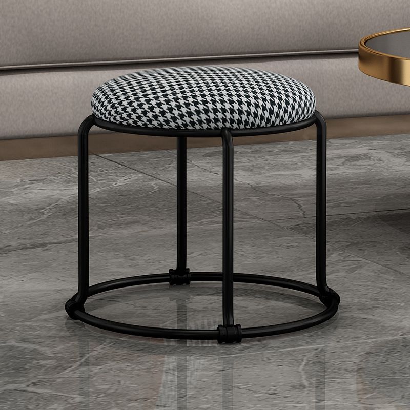 Contemporary Ottoman Fabric Upholstered Solid Color Round Ottoman