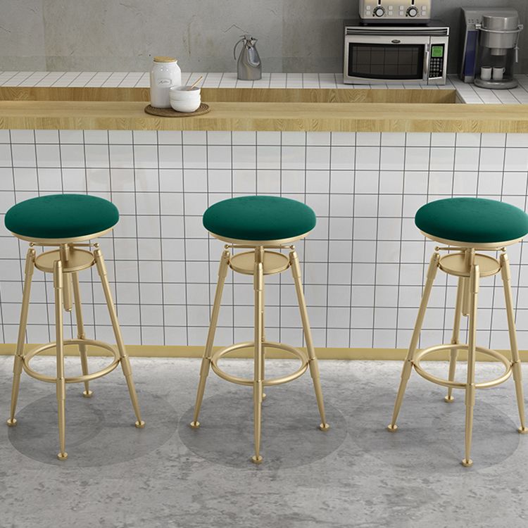 Glam Rotatable Liftable Counter Stool Iron Cafe Bar Stool with Cushion and Pedal