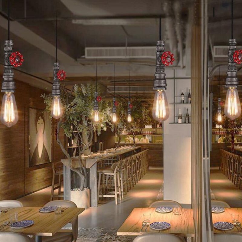Pipe d'eau à l'éclairage pendentif en bronze en fer 1 tête à sailpunk soupape suspendue plafond plafond pour restaurant