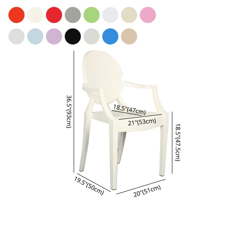 Zeitgenössischer Stil Küche Esszimmerstühle Plastik Ess -Arm -Seitenstühle