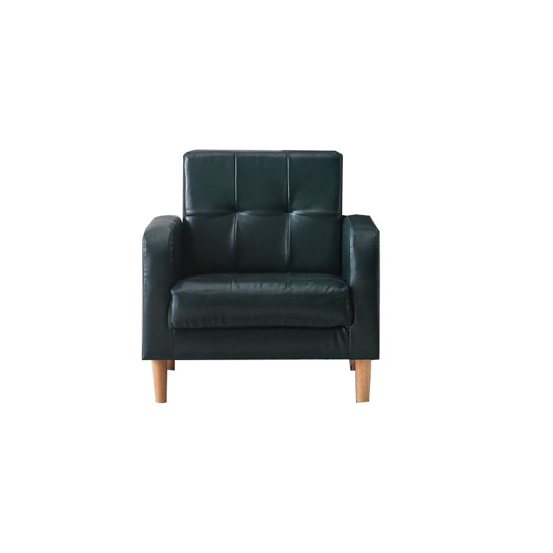 Modern Single Cushion Seat Sofa Tufted Back Faux  Leather Sofa