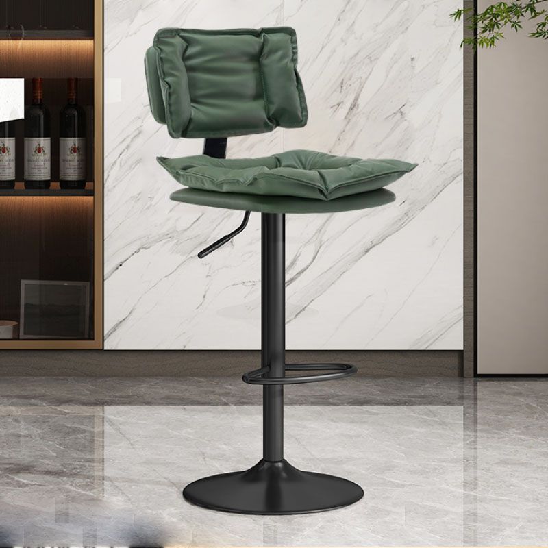 Glam Style Faux Leather Bar Stools Swivel Adjustable Height Bar Stool with Black Base