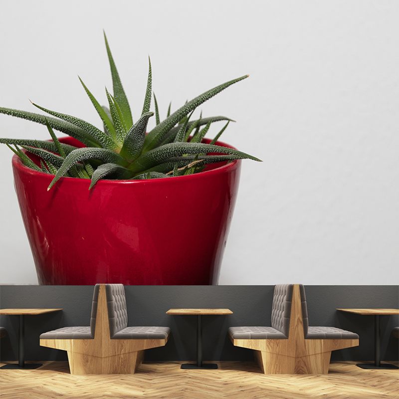 Green Plants Water-Resistant Wall Mural Personalized Size Simple Decoration for Office