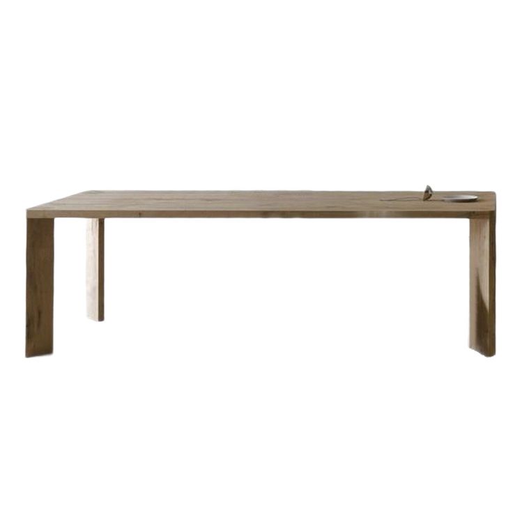 Mesa rectangular contemporánea de madera maciza, mesa de comedor con tapa de madera y 4 patas