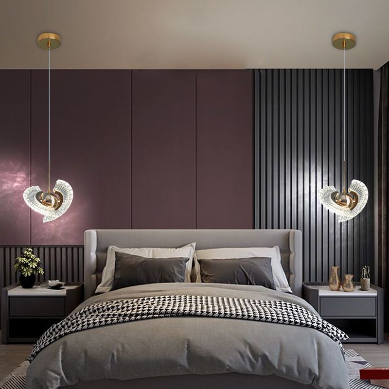 Gold geometrische LED-LED-Anhänger Licht im modernen Luxusstil Zine-Alloy-Hanglicht mit Acrylschatten