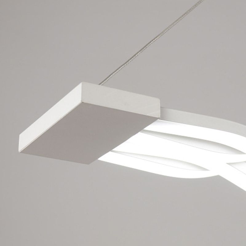 Modern Concise LED Island Light Lacquered Iron Linear Pendant Light with Acrylic Shade