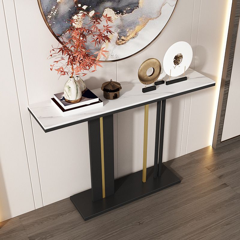 Modern Rectangle Console Table 31.5" Tall Stone Accent Table for Hall