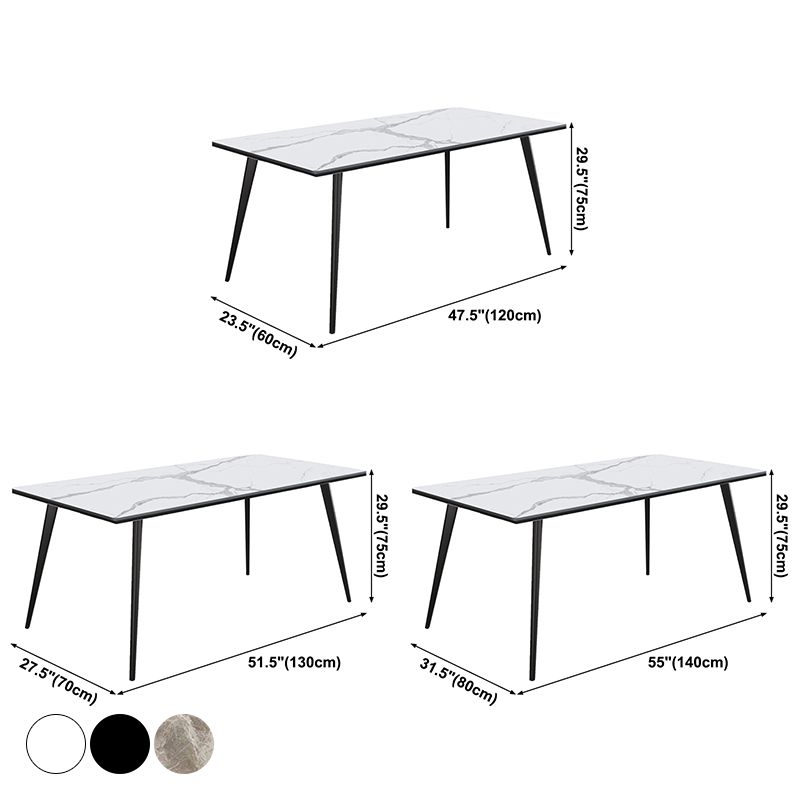 Rectangular Modern Style Sintered Stone Dining Table Dining Furniture with 4 Legs Metallic Base