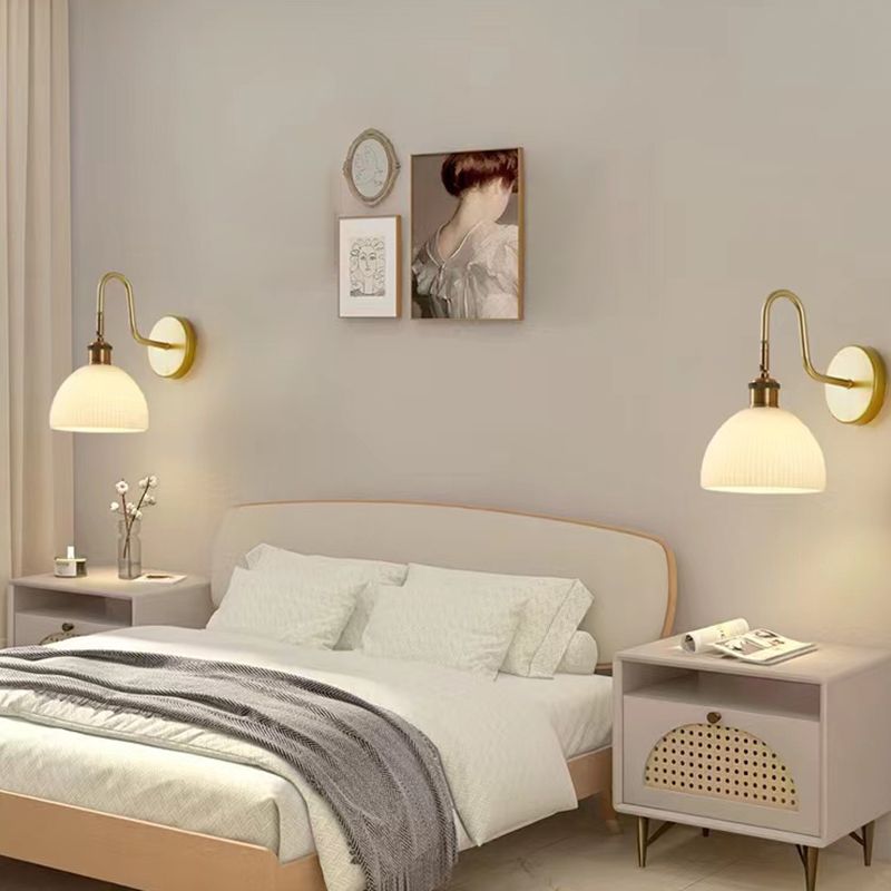 1-Light Wall Lamp Modern Wall Mount Lamp with Glass Shade for Bedroom