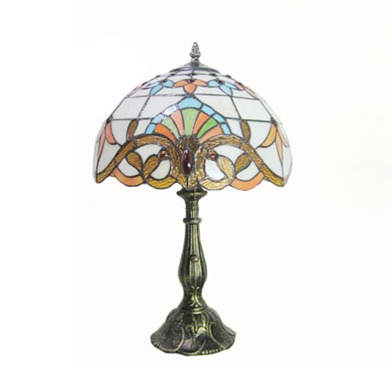 Single Table Light Mediterranean Dome Stained Glass Nightstand Lighting for Bedside