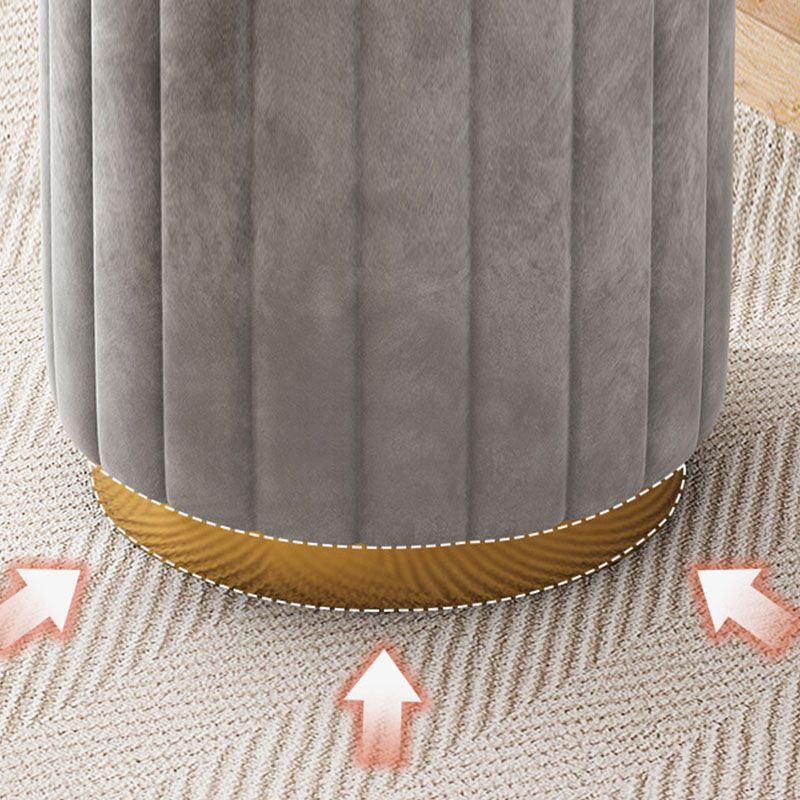 Glam Pouf Ottoman Velvet Upholstered Solid Color Cylinder Shape Ottoman