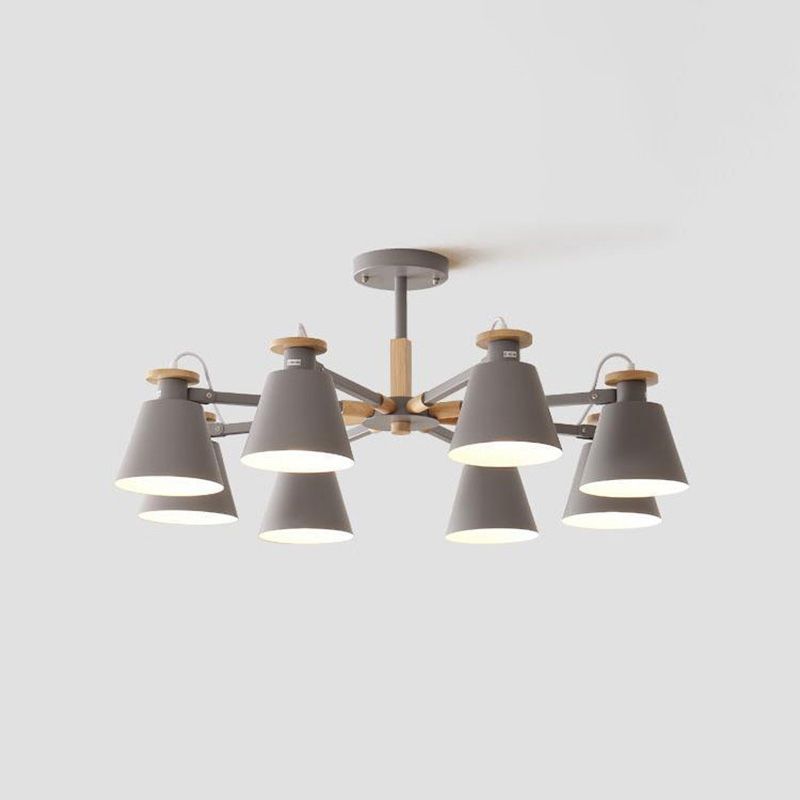 Estilo moderno de 8 luces colgantes lámparas de metal cónicos lámparas de metal cónico
