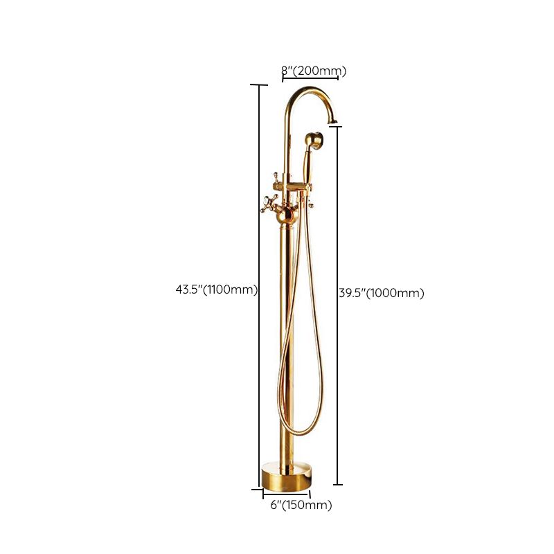 Traditional Floor Mounted Metal Freestanding Tub Filler High Arc Freestanding Faucet