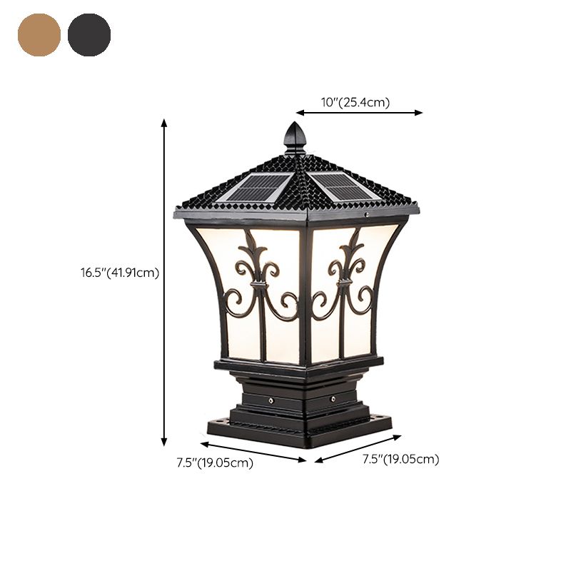 Drum Shape Metal Solar Waterproof Pillar Lamp Modern Outdoor Lights