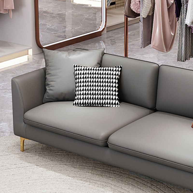 Gold Modern Fabric Sofa with Bolster Pillows 29.53"High Square Arm Sofa