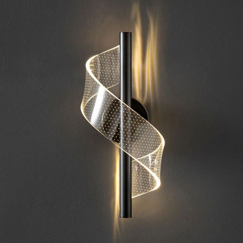 Modernism Single Wall Mounted Sconce LED Acrylic Wall Light in Black/Golden Finish