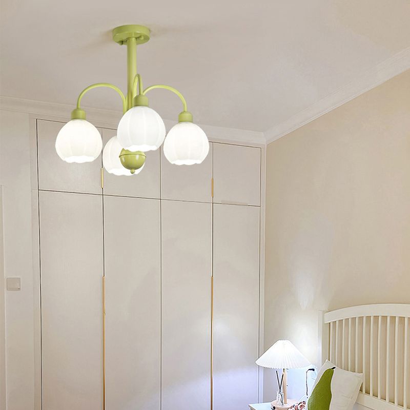 Nordic Glass Ceiling Light Green Flush Mount Lighting Fixture for Bedroom