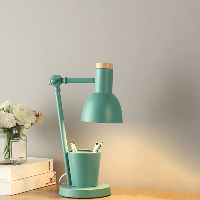 Lampada da scrivania per sala studio con braccio oscillante Lampada da lettura in stile Macaron a 1 testa in metallo con portapenne