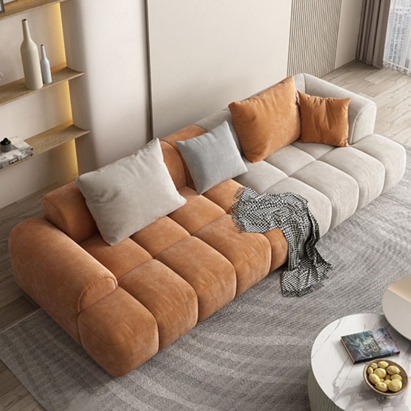 Modern Style Sofa Suede Material Embedded Armrest Cushion Back Sofa Bed