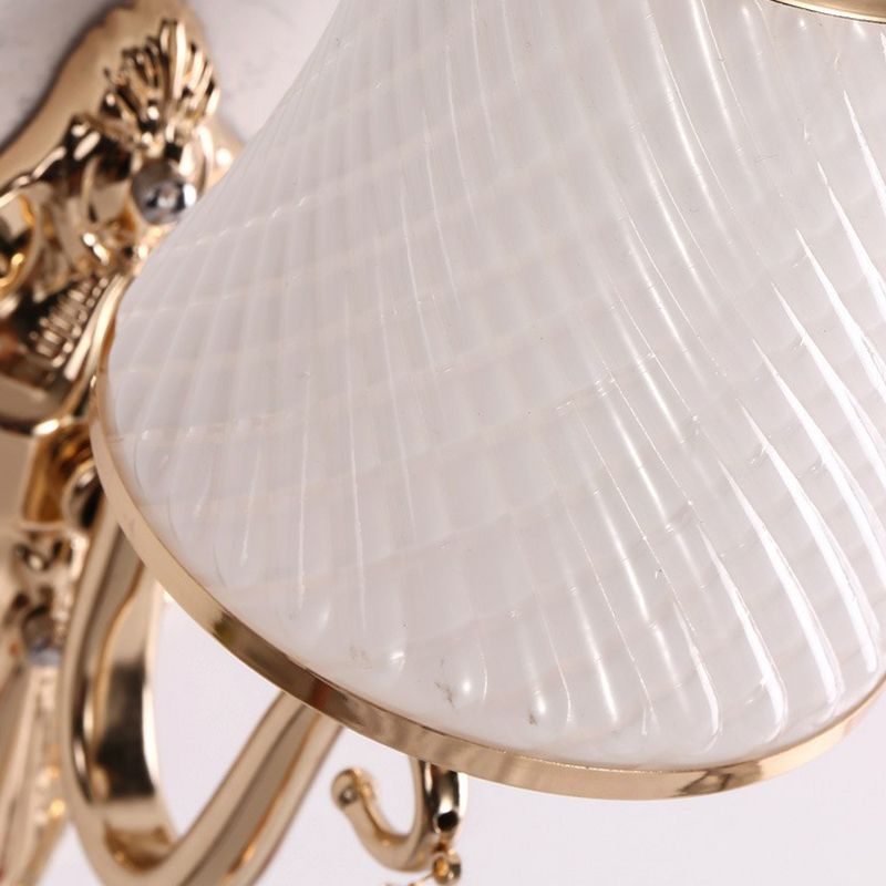 Bronze wijd uitlopende wand gemonteerd lamp traditionele twist glazen slaapkamer leeswandlicht met kristal deco