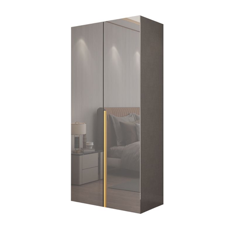 White Paint Light Luxury Wooden Wardrobe with Shelves and Sliding Door