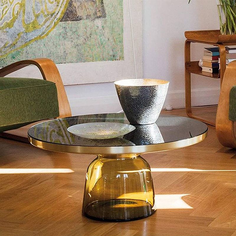 13.7"/20.8" Tall Modern Glass Pedestal Round Table Top Coffee Table