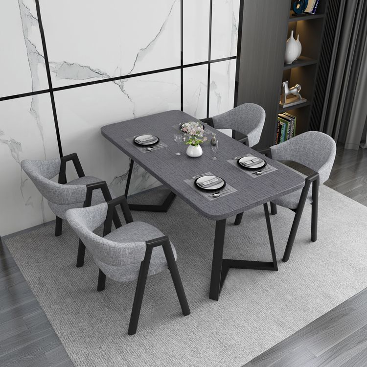Contemporary Gray Standard Dining Set MDF Rectangle Shape Dining Set for Kitchen