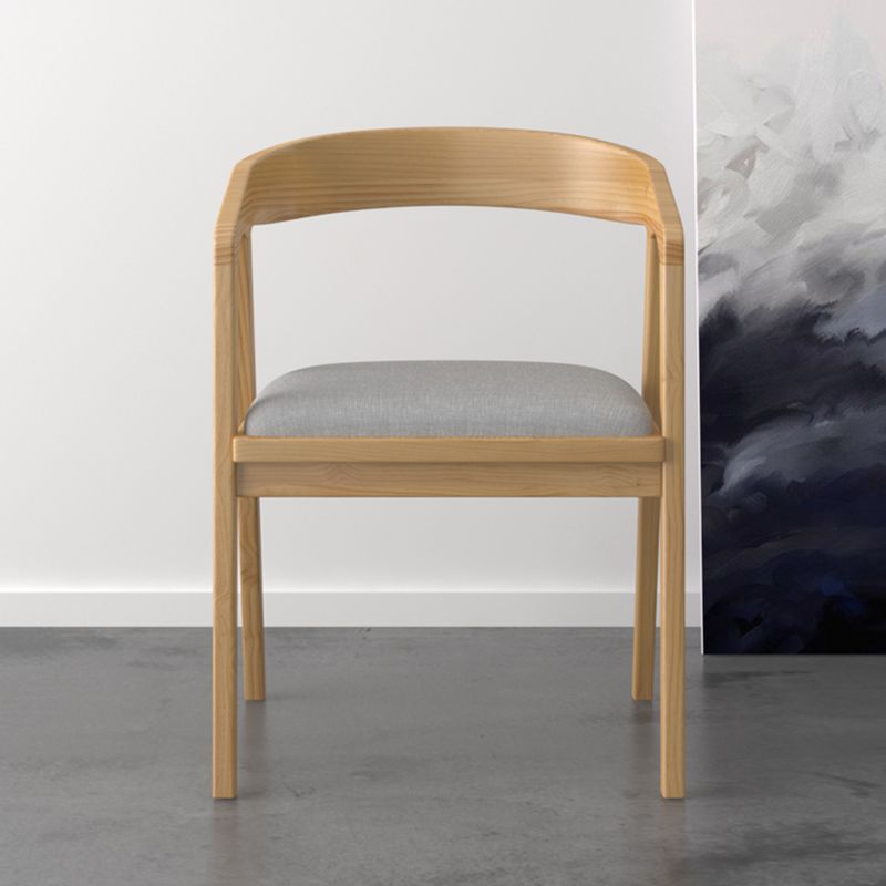 Contemporary Solid Wood Dining Chair Upholstered Fabric Dining Arm Chair