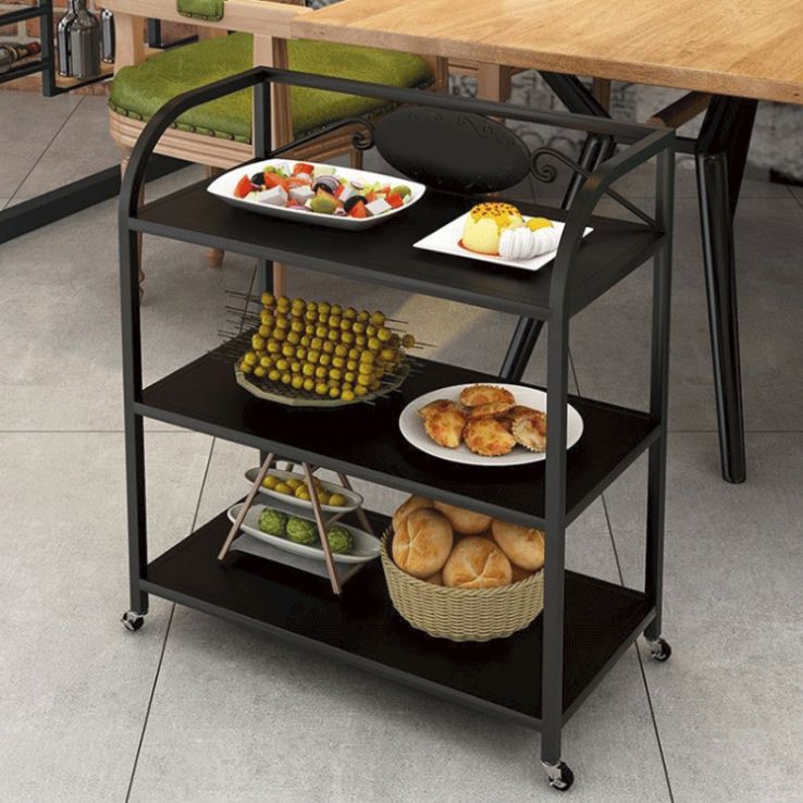 Modern Open Storage Prep Table Rectangle Dining Room Kitchen Trolley