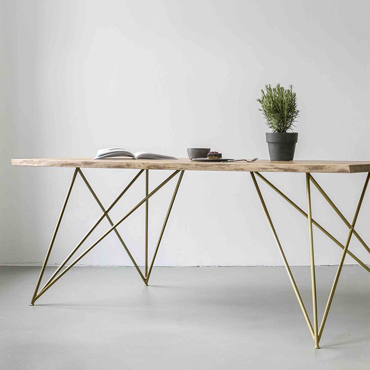 Modern Black and Gold Wood Table Rectangle Dining Table for Kitchen