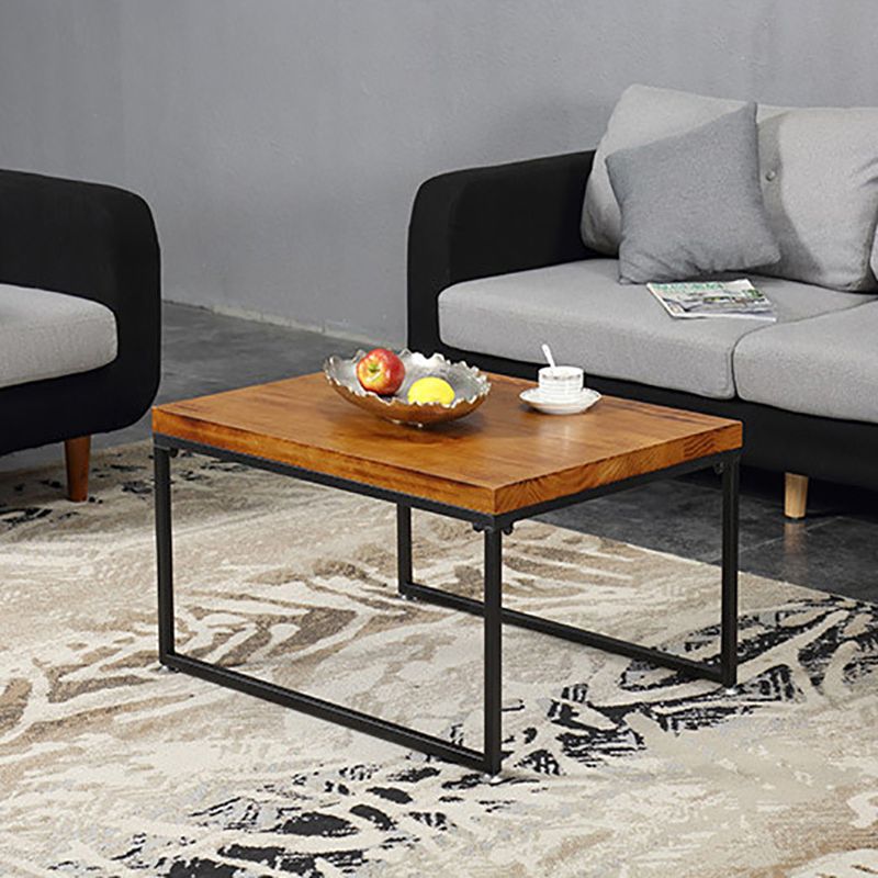 Modern Simple Wood Rectangular Coffee Table Sled 2 Nesting Cocktail Table Set