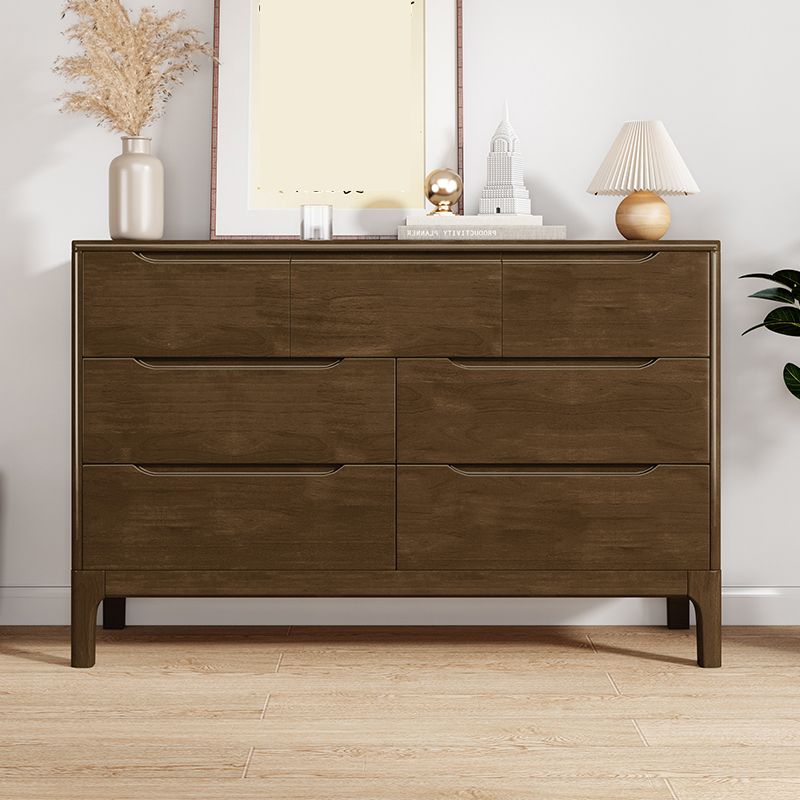 Espresso Solid Wood Accent Chest Mid-Century Modern Storage Cabinet with Drawers
