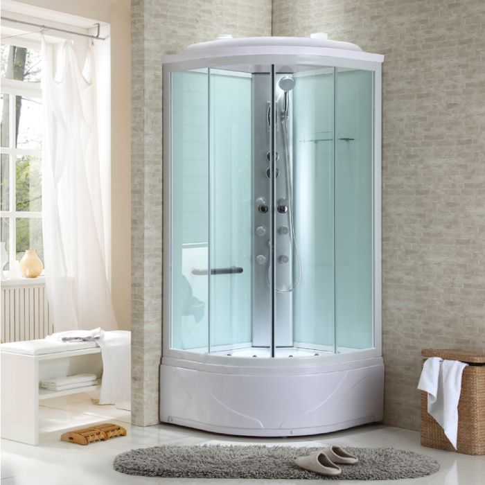 Round Tempered Glass Shower Stall Easy Clean Glass Shower Stall