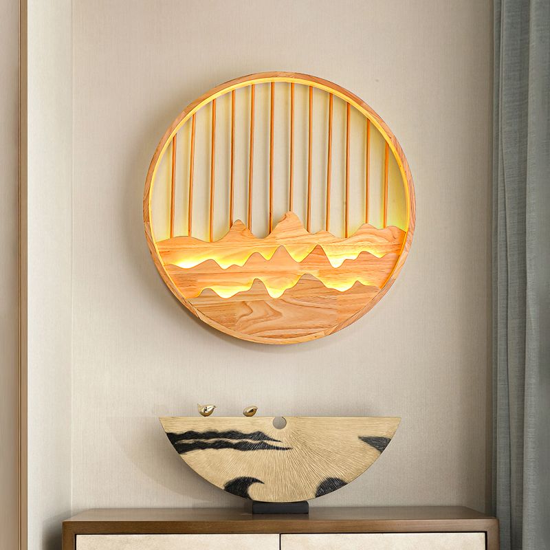 Modern Style Wooden Wall Sconce Simple LED Wall Mount Lamp for Living Room