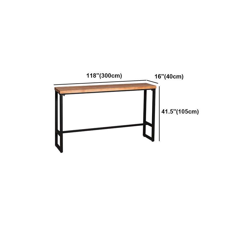 Table de bar de style moderne en bois massif et table de bar à café brun en fer