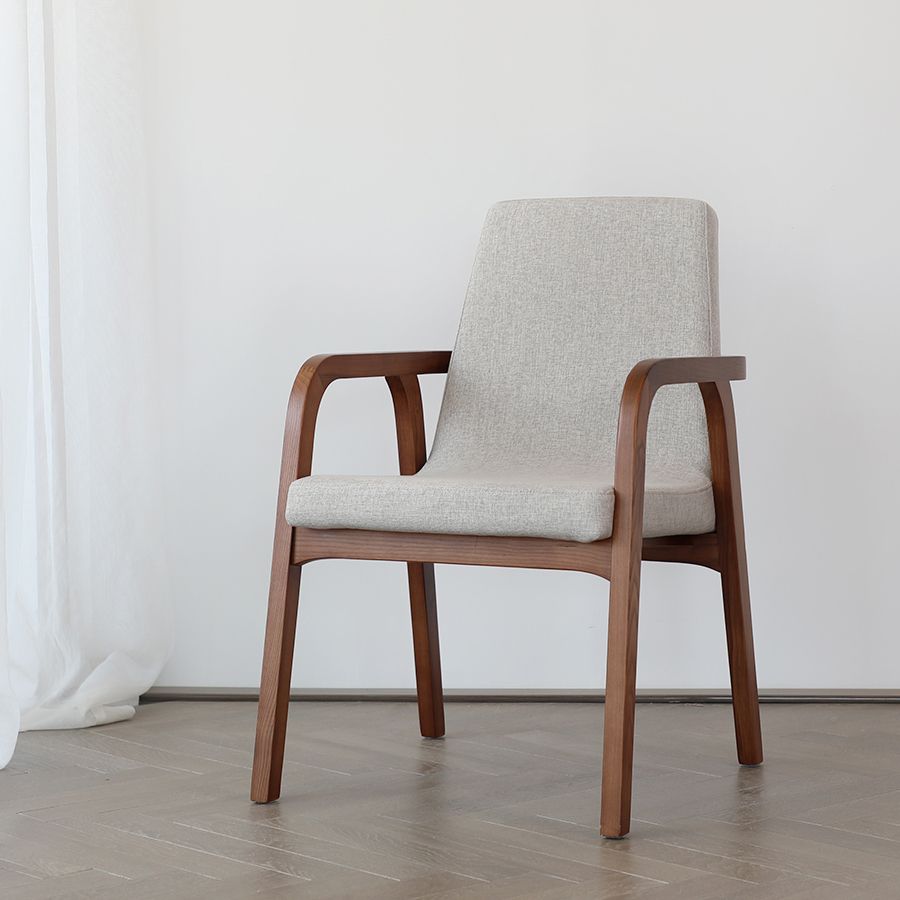 Silla de madera de fresno de estilo tradicional, silla de comedor individual con brazo trasero sólido de cocina