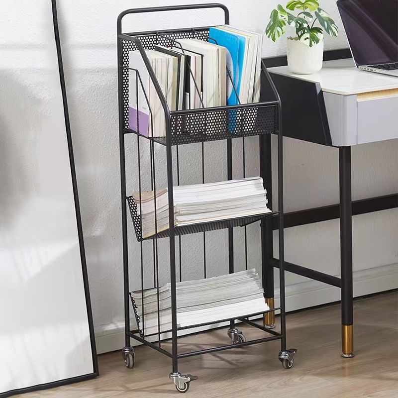 Contemporary Metal Bookcase Standard 3 Shelves Open Back Bookshelf