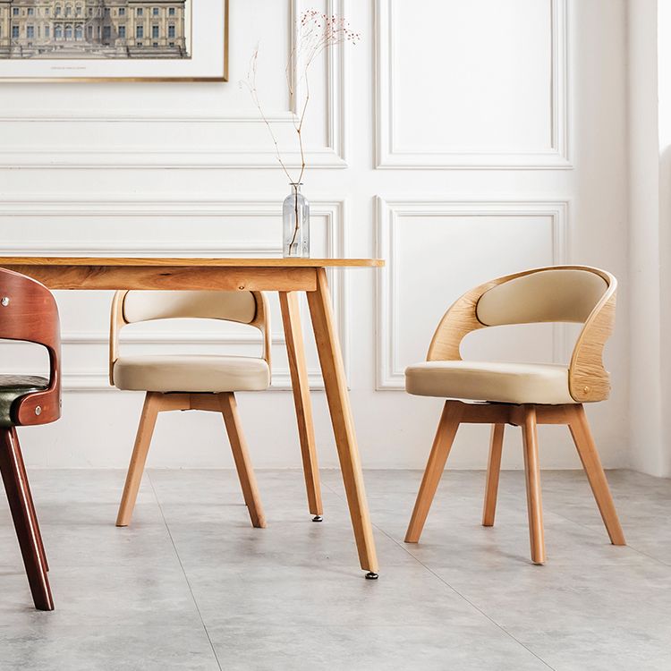 Silla de comedor moderna de madera con cojín de color, respaldo abierto, silla lateral para el hogar