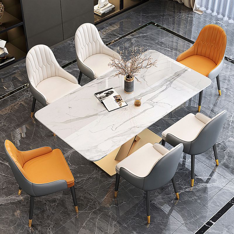 Nordic 1/5/7 Pieces Dining Set Rectangle Stone Dining Table Set for Living Room