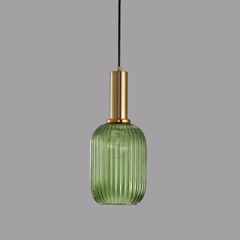 Zeitgenössischer geblasener Rippenglas Anhänger Licht 1 Lichthänge Anhänger Beleuchtung für Schlafzimmer