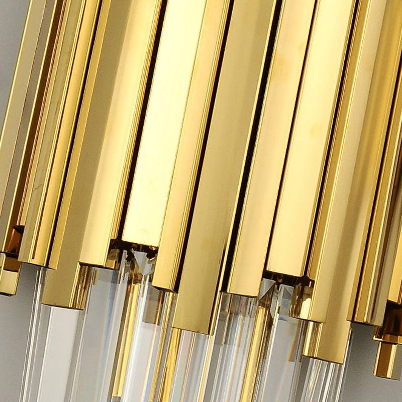 Postmodern Style Crystal Wall Light Gold Layered Wall Sconce for Living Room